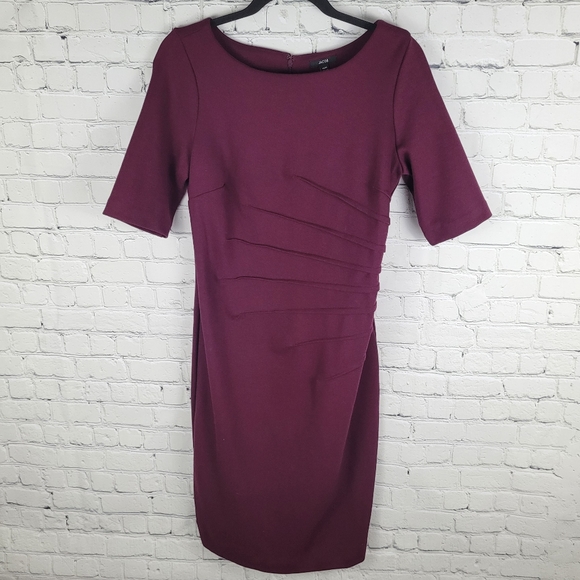 JACOB | asymmetrical stitch short sleeve business conservative party dress - Picture 2 of 9